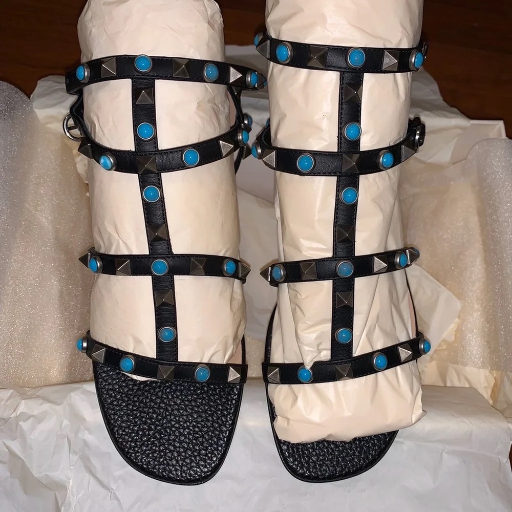 Valentino Rockstud Turquoise Gladiator Sandals